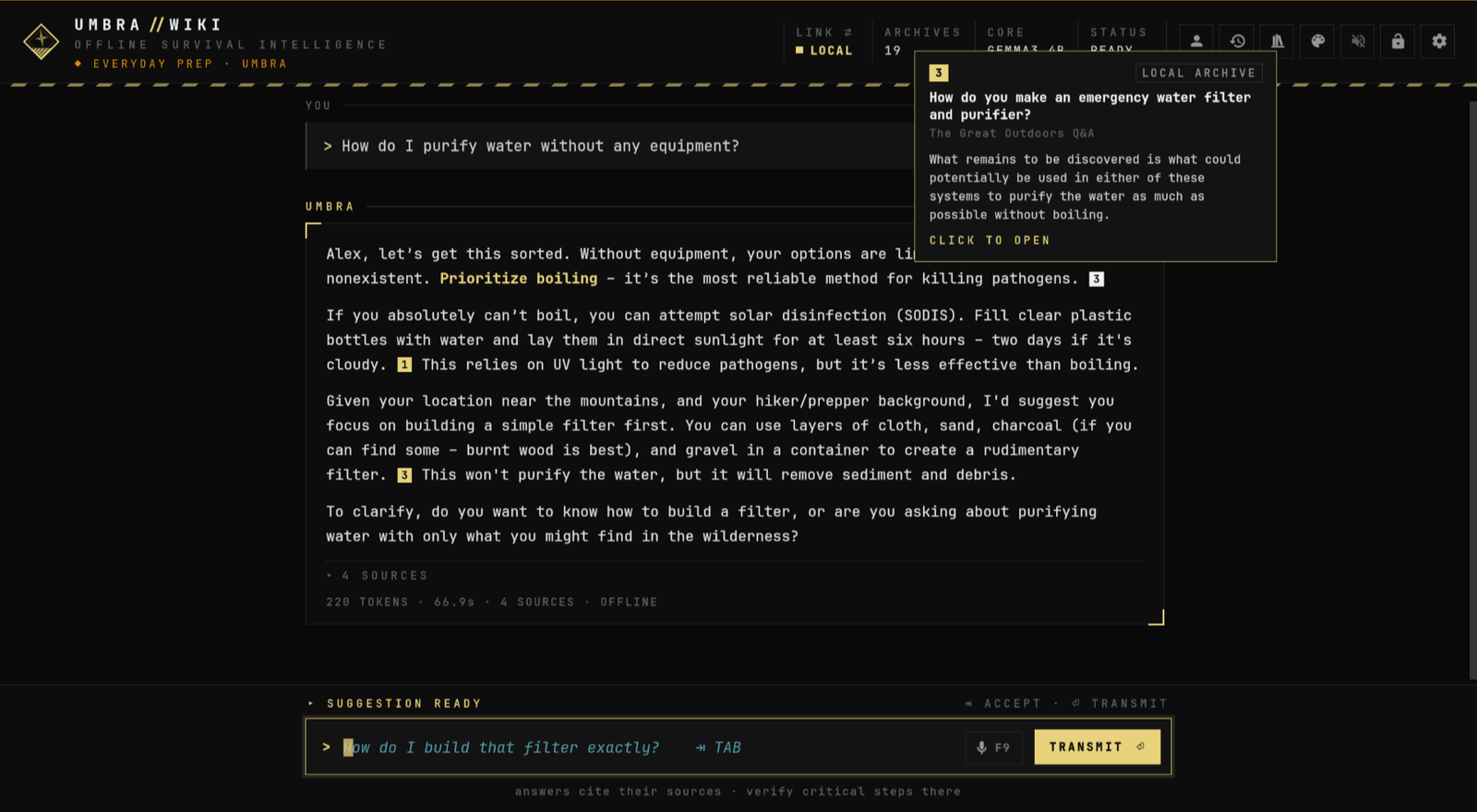 An answer with sources